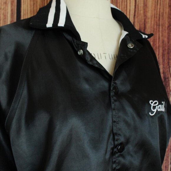 Vintage 1970s 1980s Men's Jacket, Black Satin Rennoe Vineland NJ Fishing Team - Picture 7 of 10